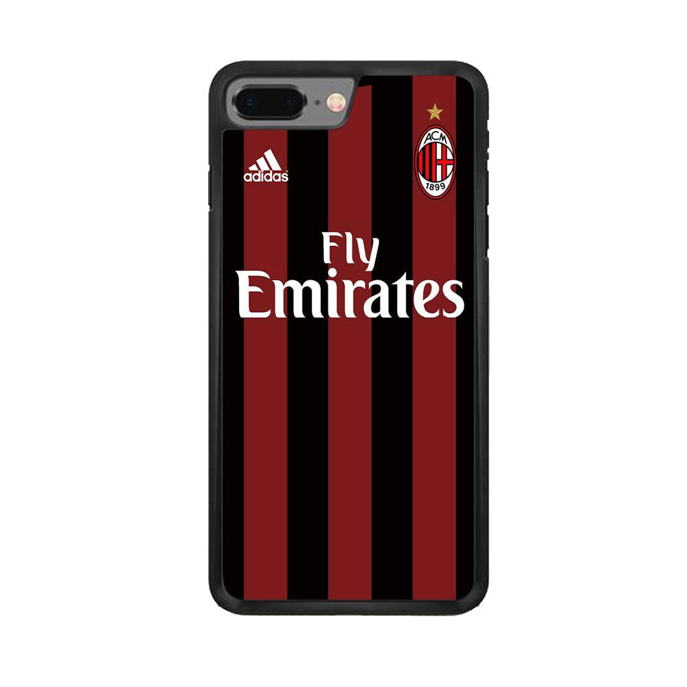 FB AC Milan Jersey iPhone 7 Plus Case-Rubber / Black (2D Case)-Xtracase