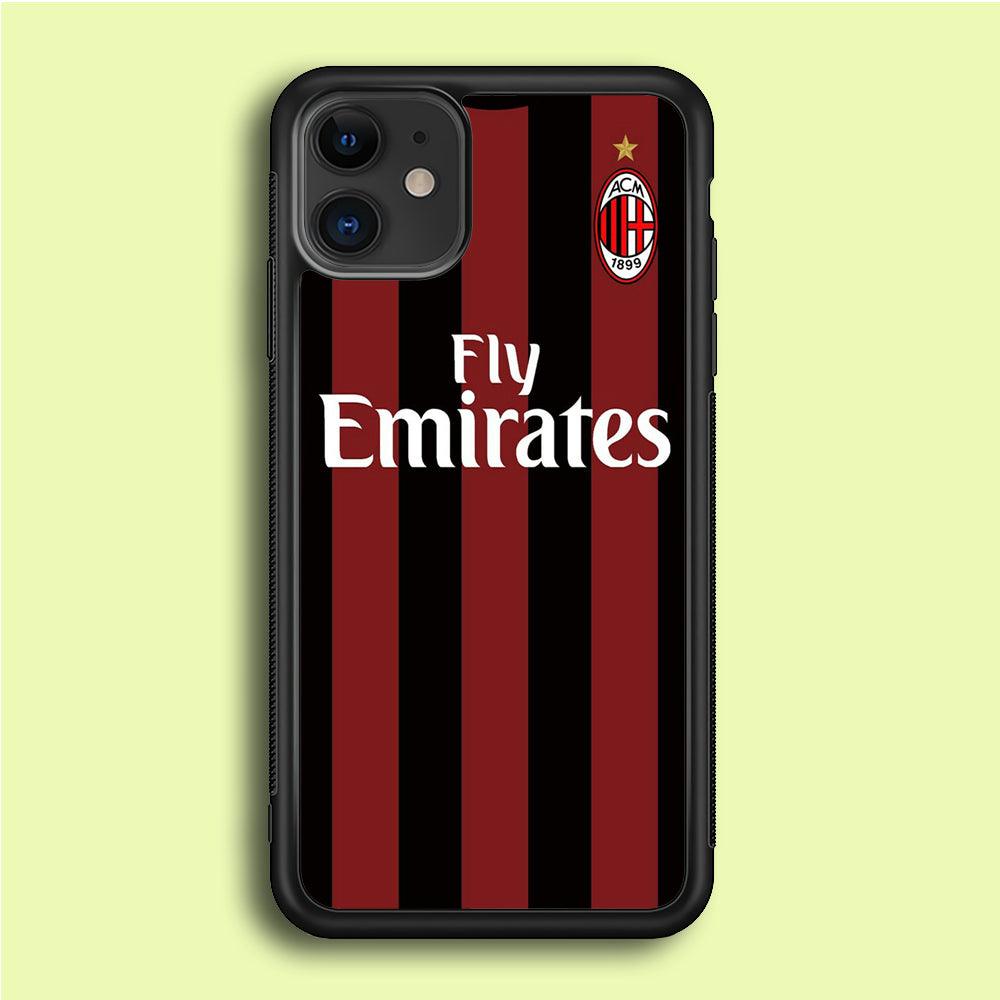 FB AC Milan Jersey iPhone 12 Case-Rubber / Black (2D Case)-Xtracase