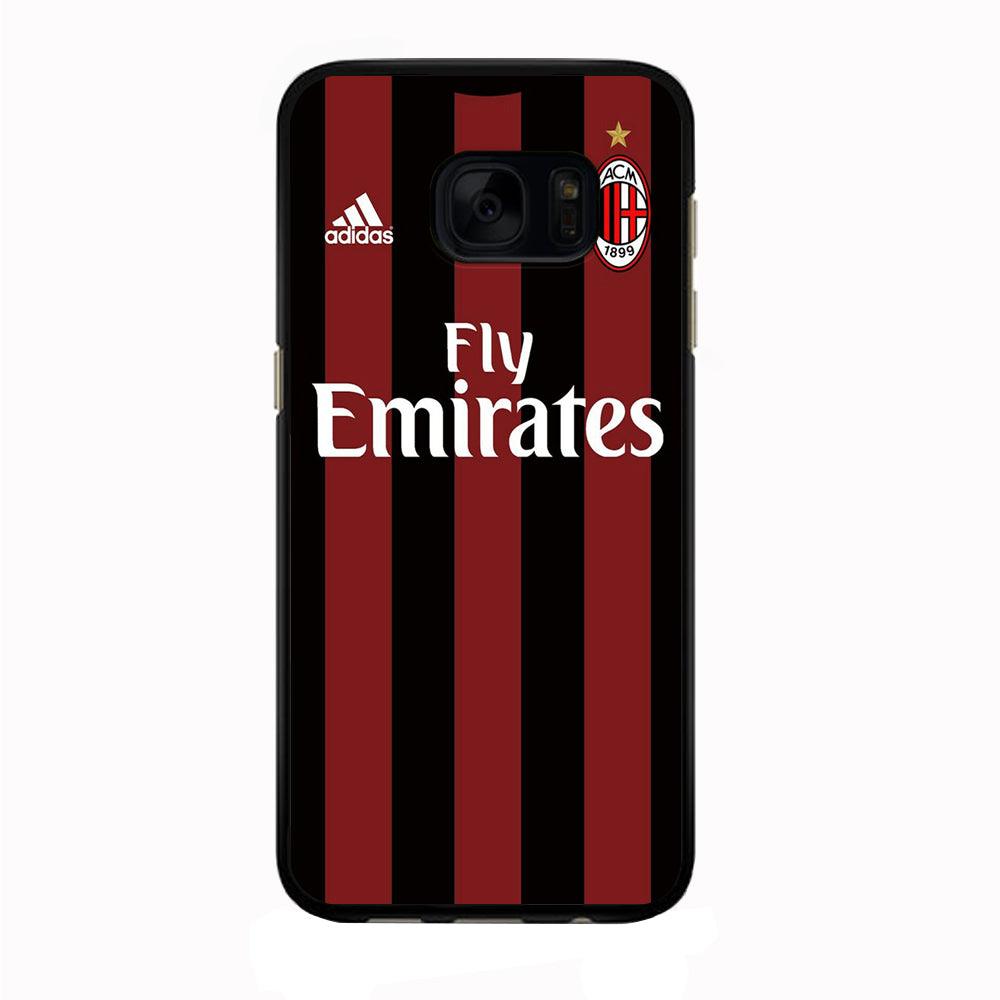 FB AC Milan Jersey Samsung Galaxy S7 Edge Case-Rubber / Black (2D Case)-Xtracase
