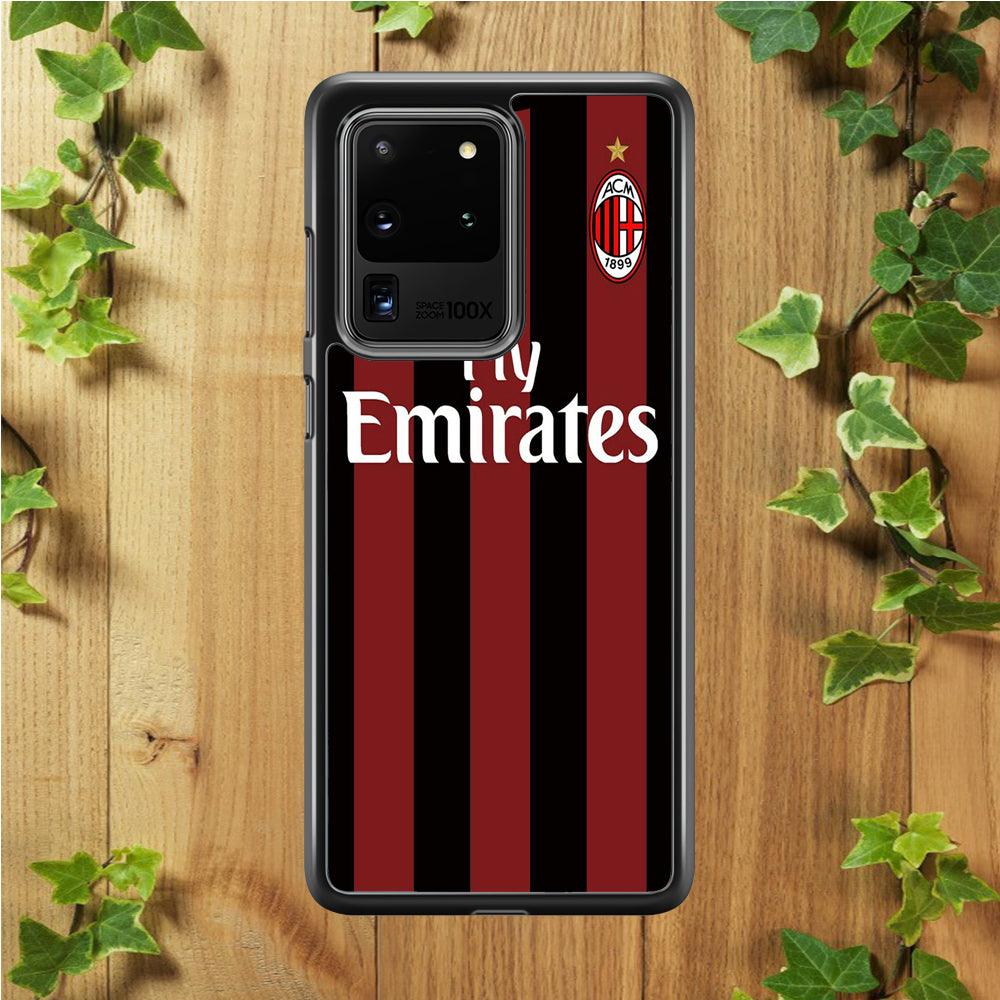 FB AC Milan Jersey Samsung Galaxy S20 Ultra Case-Rubber / Black (2D Case)-Xtracase