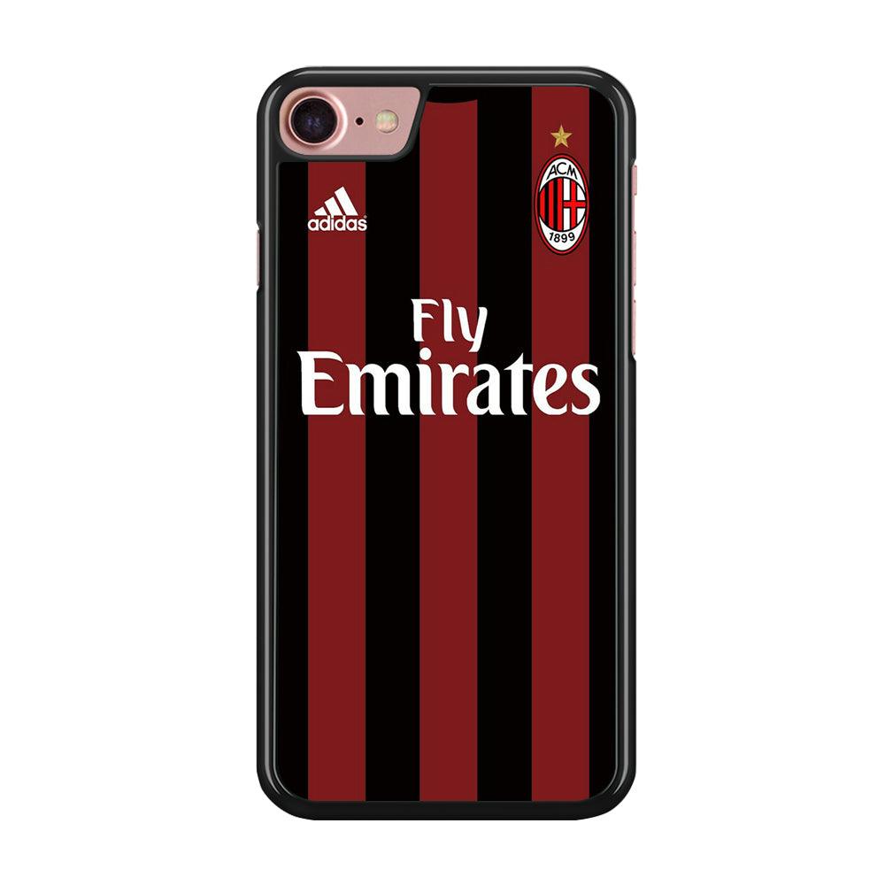 FB AC Milan Jersey iPhone 7 Case-Rubber / Black (2D Case)-Xtracase