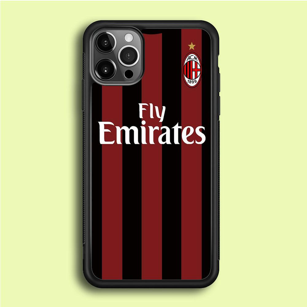 FB AC Milan Jersey iPhone 12 Pro Case-Rubber / Black (2D Case)-Xtracase