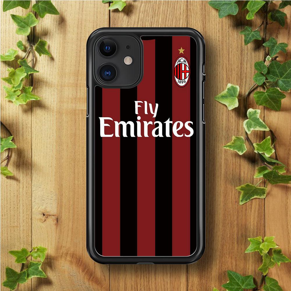 FB AC Milan Jersey iPhone 11 Case-Rubber / Black (2D Case)-Xtracase
