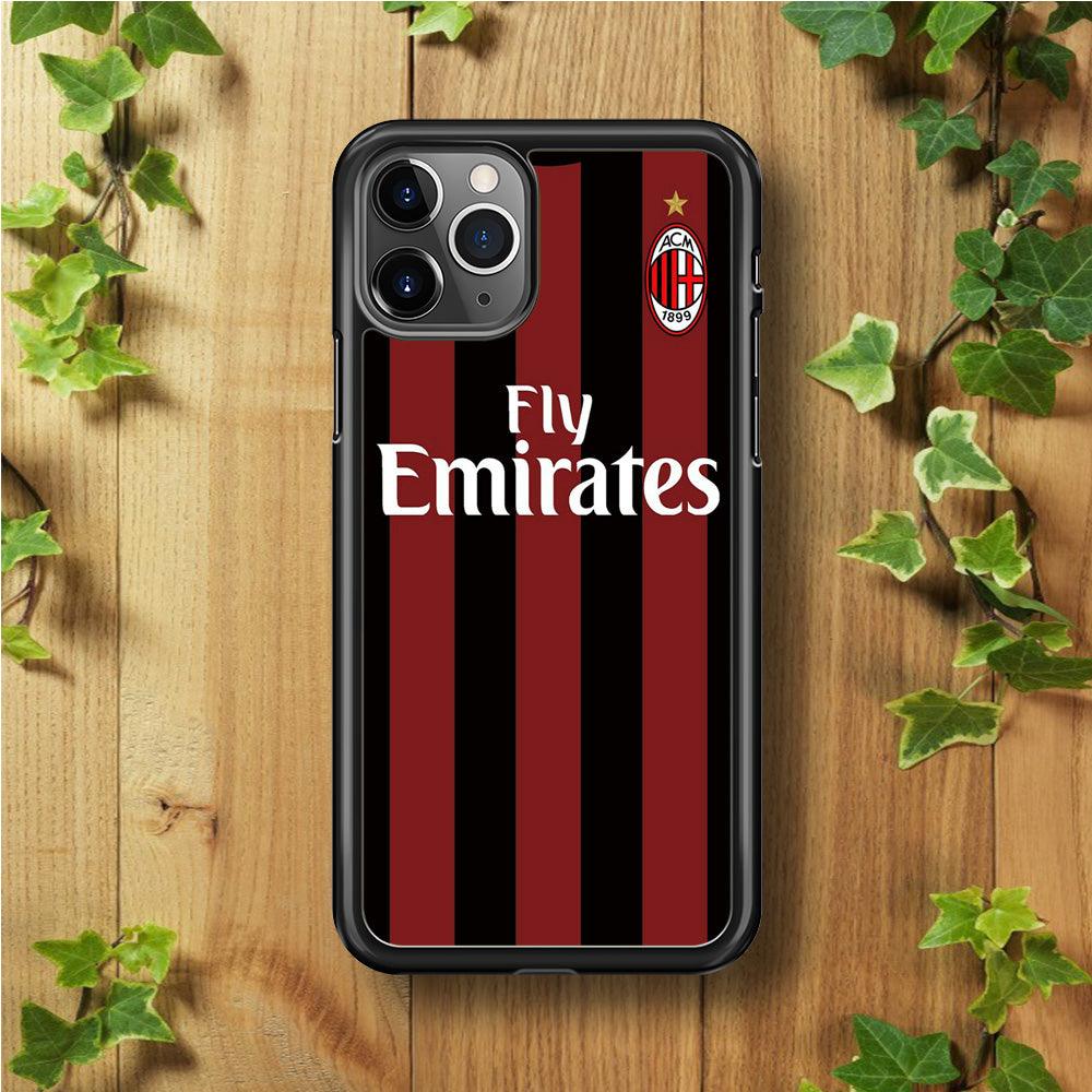 FB AC Milan Jersey iPhone 11 Pro Max Case-Rubber / Black (2D Case)-Xtracase