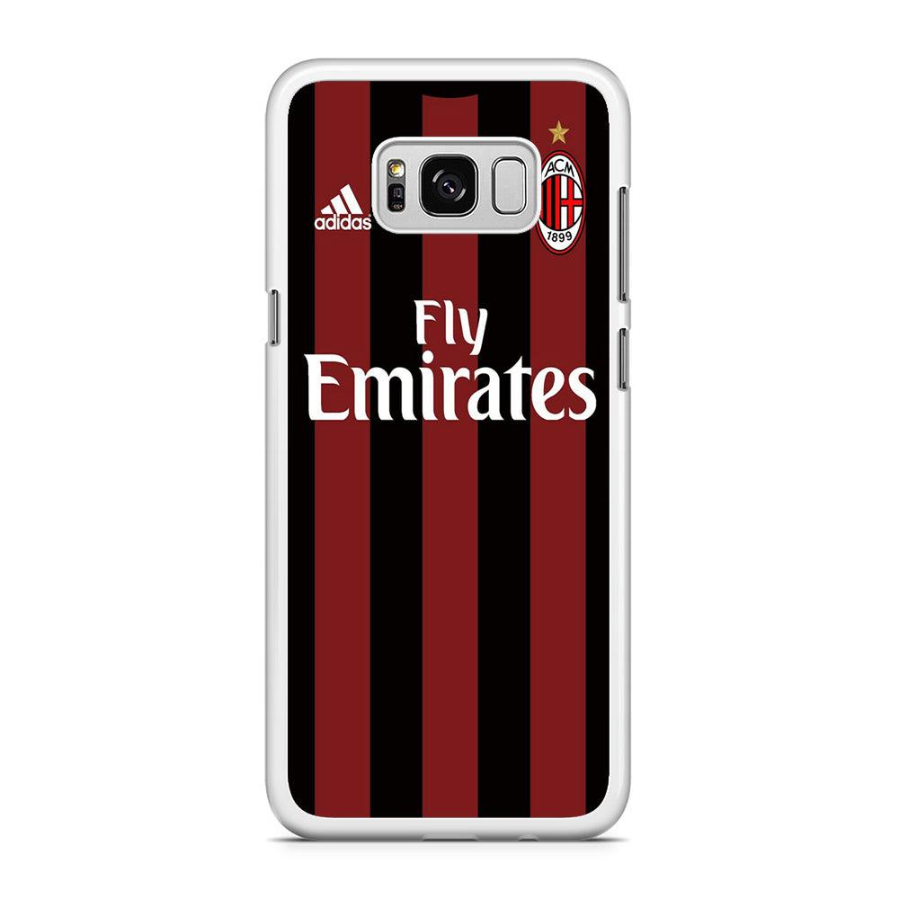 FB AC Milan Jersey Samsung Galaxy S8 Case-Rubber / White (2D Case)-Xtracase