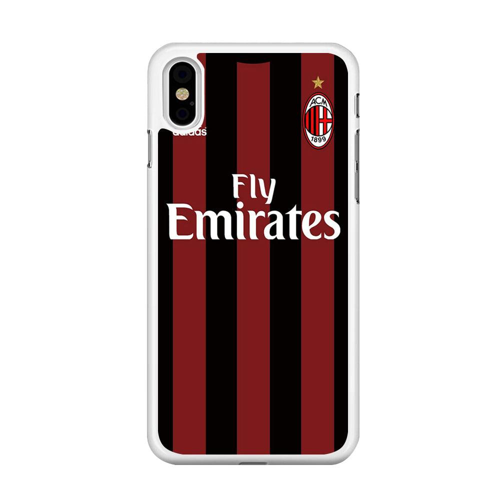 FB AC Milan Jersey iPhone Xs Case-Rubber / White (2D Case)-Xtracase