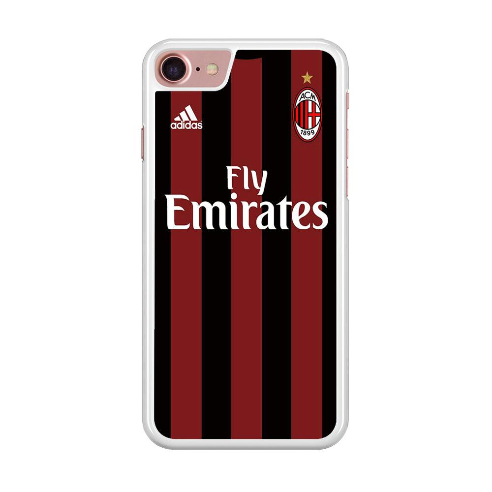 FB AC Milan Jersey iPhone 7 Case-Rubber / White (2D Case)-Xtracase