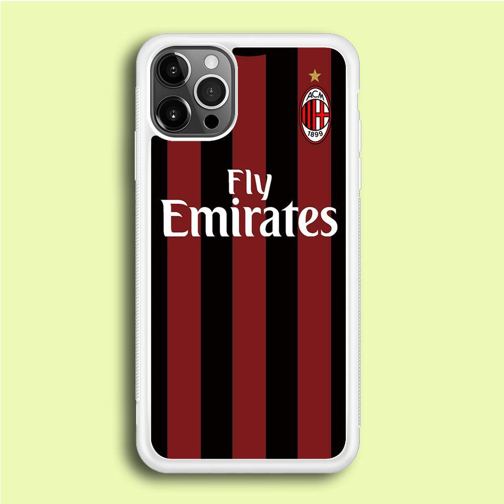 FB AC Milan Jersey iPhone 12 Pro Max Case-Rubber / White (2D Case)-Xtracase