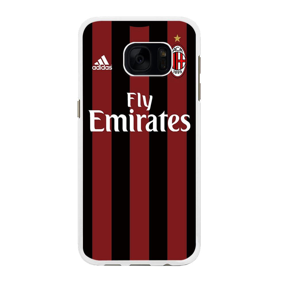 FB AC Milan Jersey Samsung Galaxy S7 Edge Case-Rubber / White (2D Case)-Xtracase