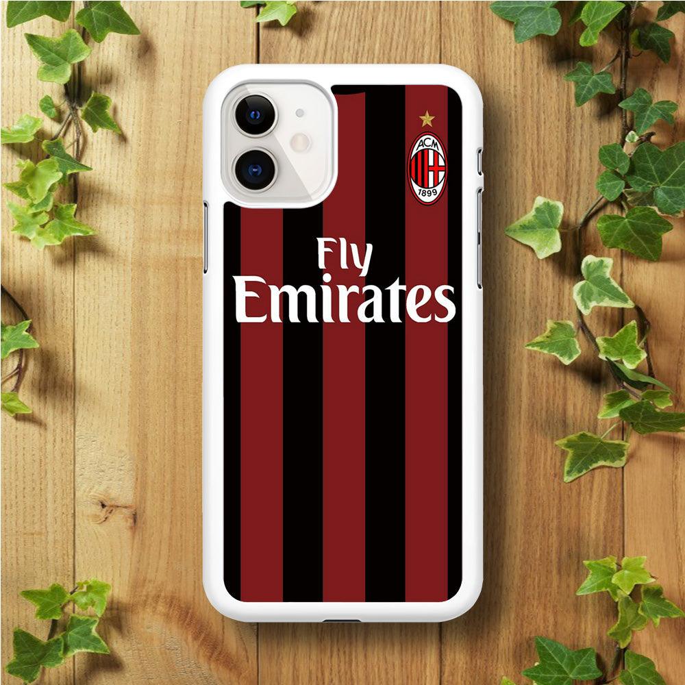 FB AC Milan Jersey iPhone 11 Case-Rubber / White (2D Case)-Xtracase