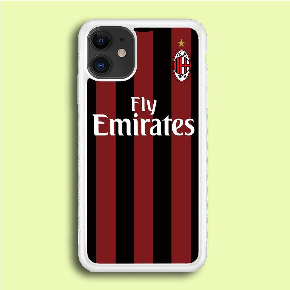 FB AC Milan Jersey iPhone 12 Case-Rubber / White (2D Case)-Xtracase