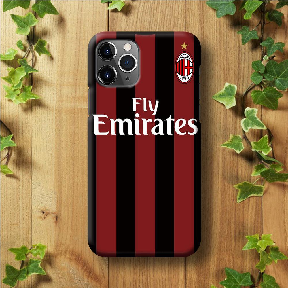 FB AC Milan Jersey iPhone 11 Pro Max Case-Plastic / Full Wrap (3D Case)-Xtracase