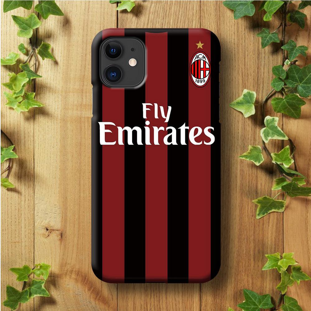 FB AC Milan Jersey iPhone 11 Case-Plastic / Full Wrap (3D Case)-Xtracase