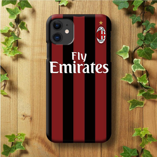 FB AC Milan Jersey iPhone 11 Case-Plastic / Full Wrap (3D Case)-Xtracase