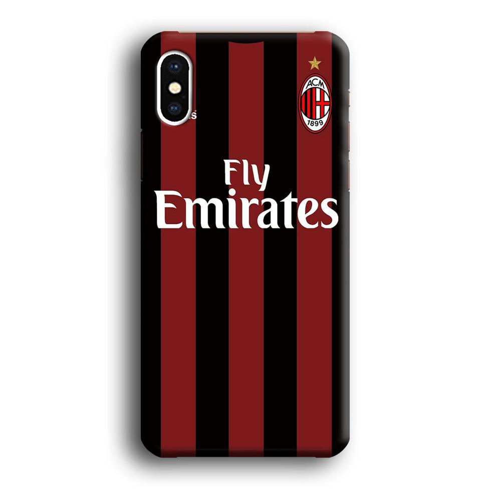 FB AC Milan Jersey iPhone Xs Case-Plastic / Full Wrap (3D Case)-Xtracase