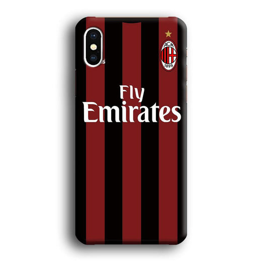FB AC Milan Jersey iPhone Xs Case-Plastic / Full Wrap (3D Case)-Xtracase