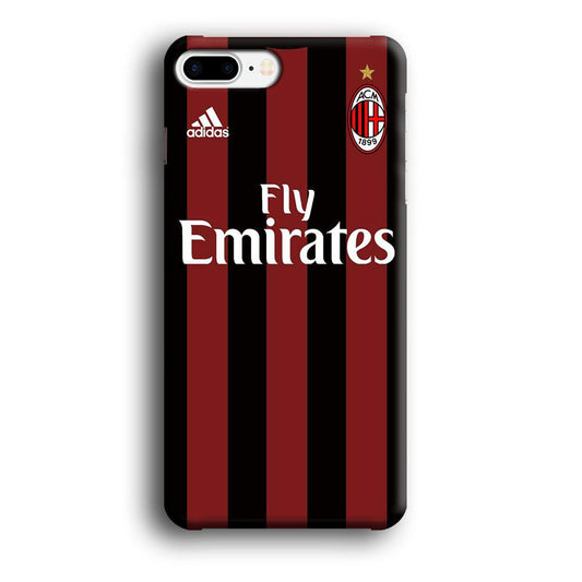 FB AC Milan Jersey iPhone 8 Plus Case-Plastic / Full Wrap (3D Case)-Xtracase