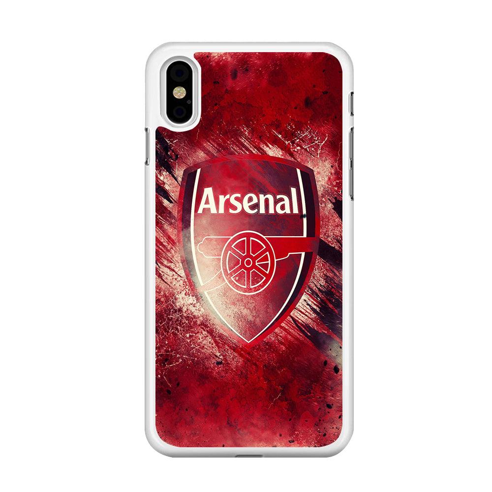 FB Arsenal iPhone Xs Case-Rubber / White (2D Case)-Xtracase
