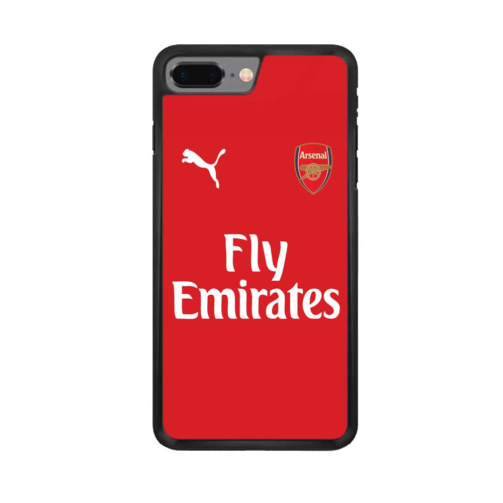 FB Arsenal Jersey iPhone 8 Plus Case-Rubber / Black (2D Case)-Xtracase