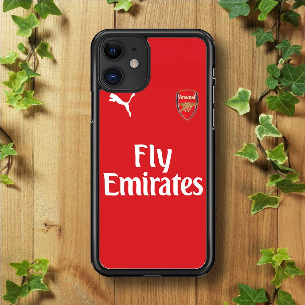 FB Arsenal Jersey iPhone 11 Case-Rubber / Black (2D Case)-Xtracase