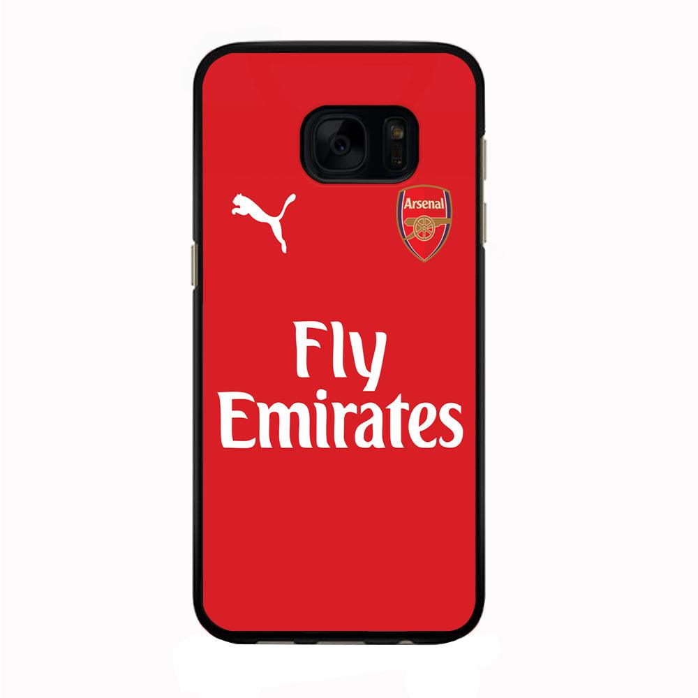 FB Arsenal Jersey Samsung Galaxy S7 Edge Case-Rubber / Black (2D Case)-Xtracase