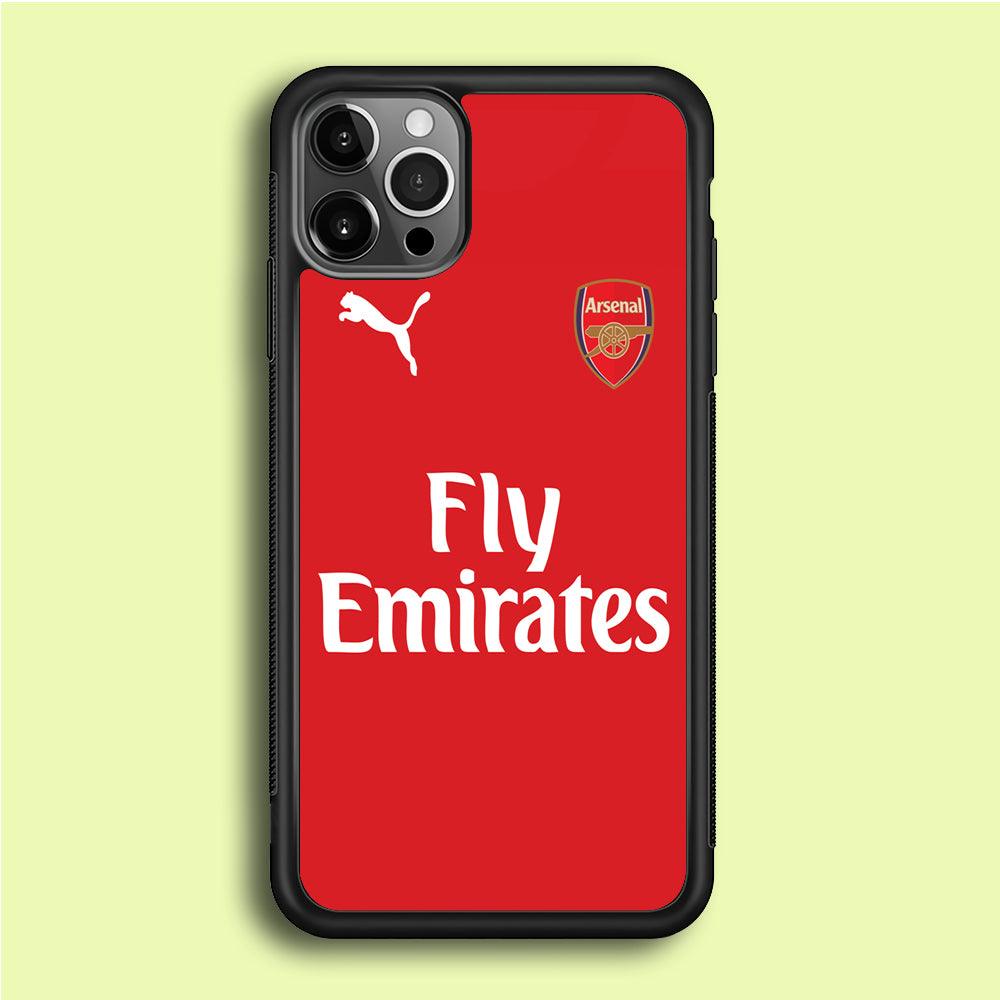 FB Arsenal Jersey iPhone 12 Pro Max Case-Rubber / Black (2D Case)-Xtracase
