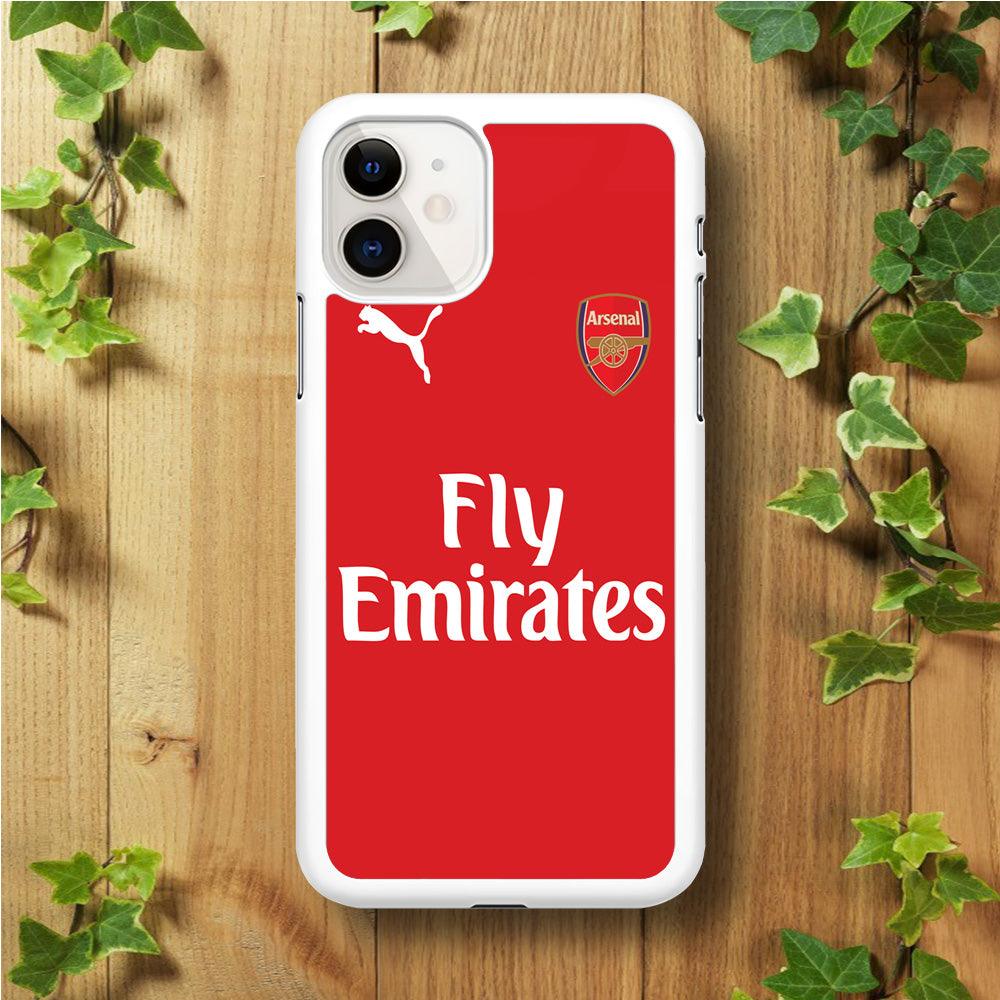 FB Arsenal Jersey iPhone 11 Case-Rubber / White (2D Case)-Xtracase