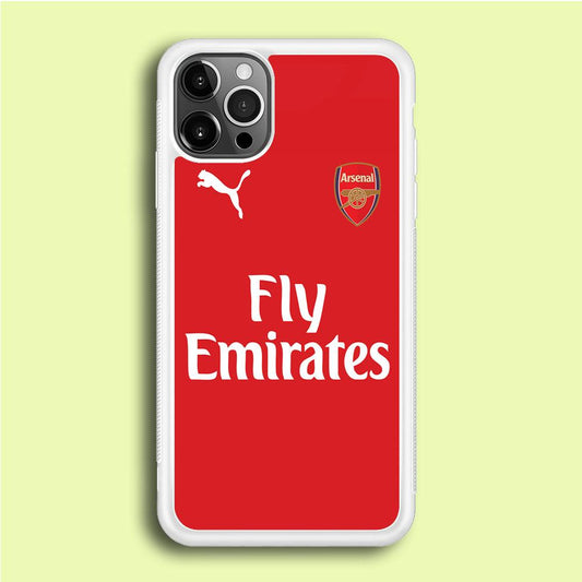 FB Arsenal Jersey iPhone 12 Pro Case-Rubber / White (2D Case)-Xtracase
