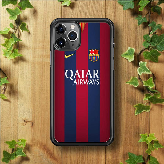 FB Barcelona Jersey iPhone 11 Pro Case-Rubber / Black (2D Case)-Xtracase