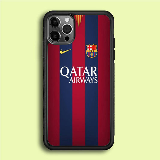 FB Barcelona Jersey iPhone 12 Pro Case-Rubber / Black (2D Case)-Xtracase