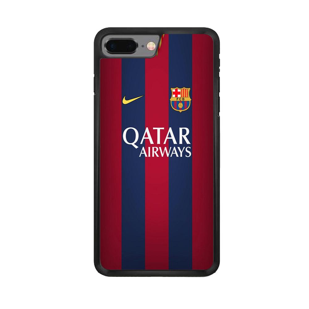 FB Barcelona Jersey iPhone 8 Plus Case-Rubber / Black (2D Case)-Xtracase