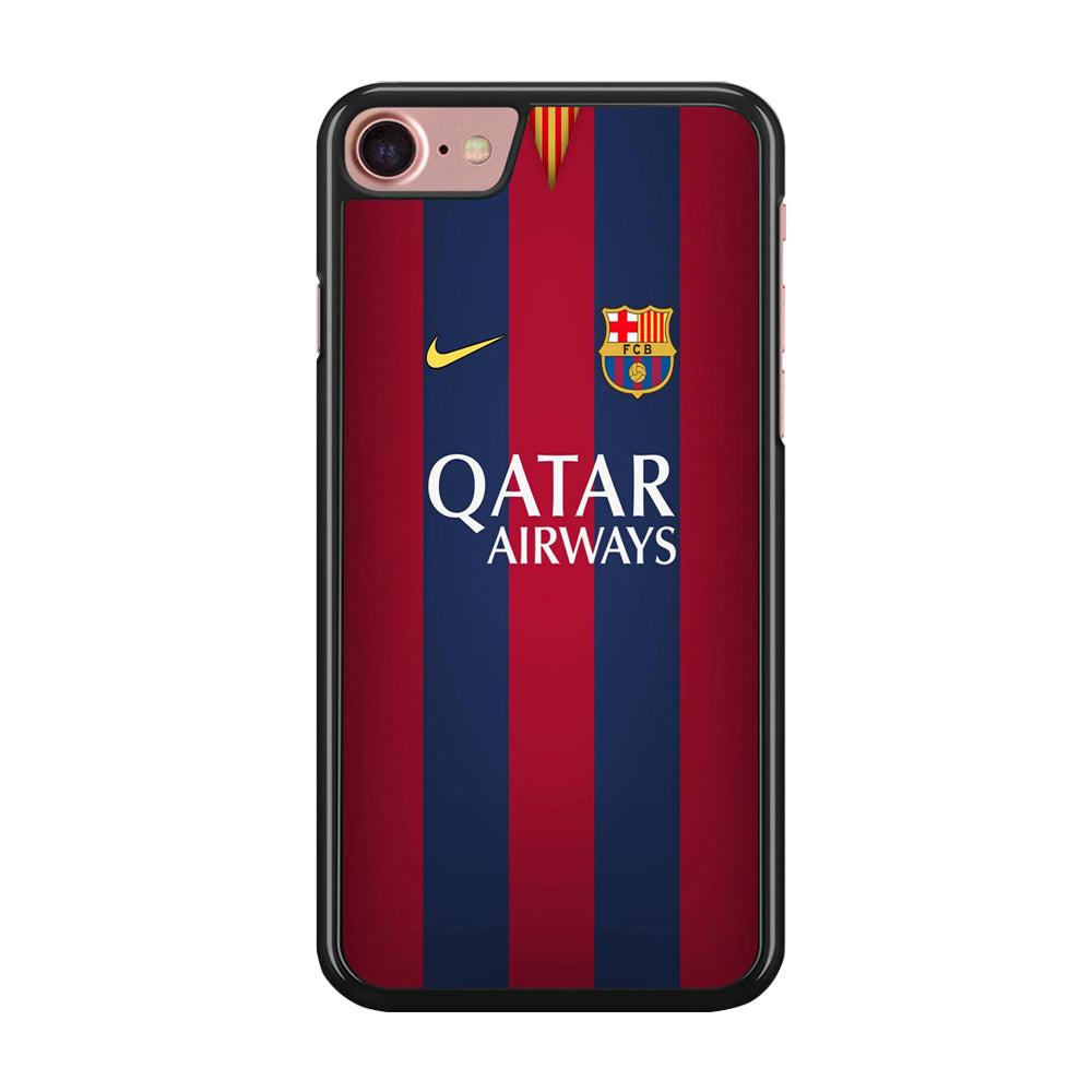 FB Barcelona Jersey iPhone 8 Case-Rubber / Black (2D Case)-Xtracase