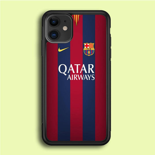 FB Barcelona Jersey iPhone 12 Case-Rubber / Black (2D Case)-Xtracase