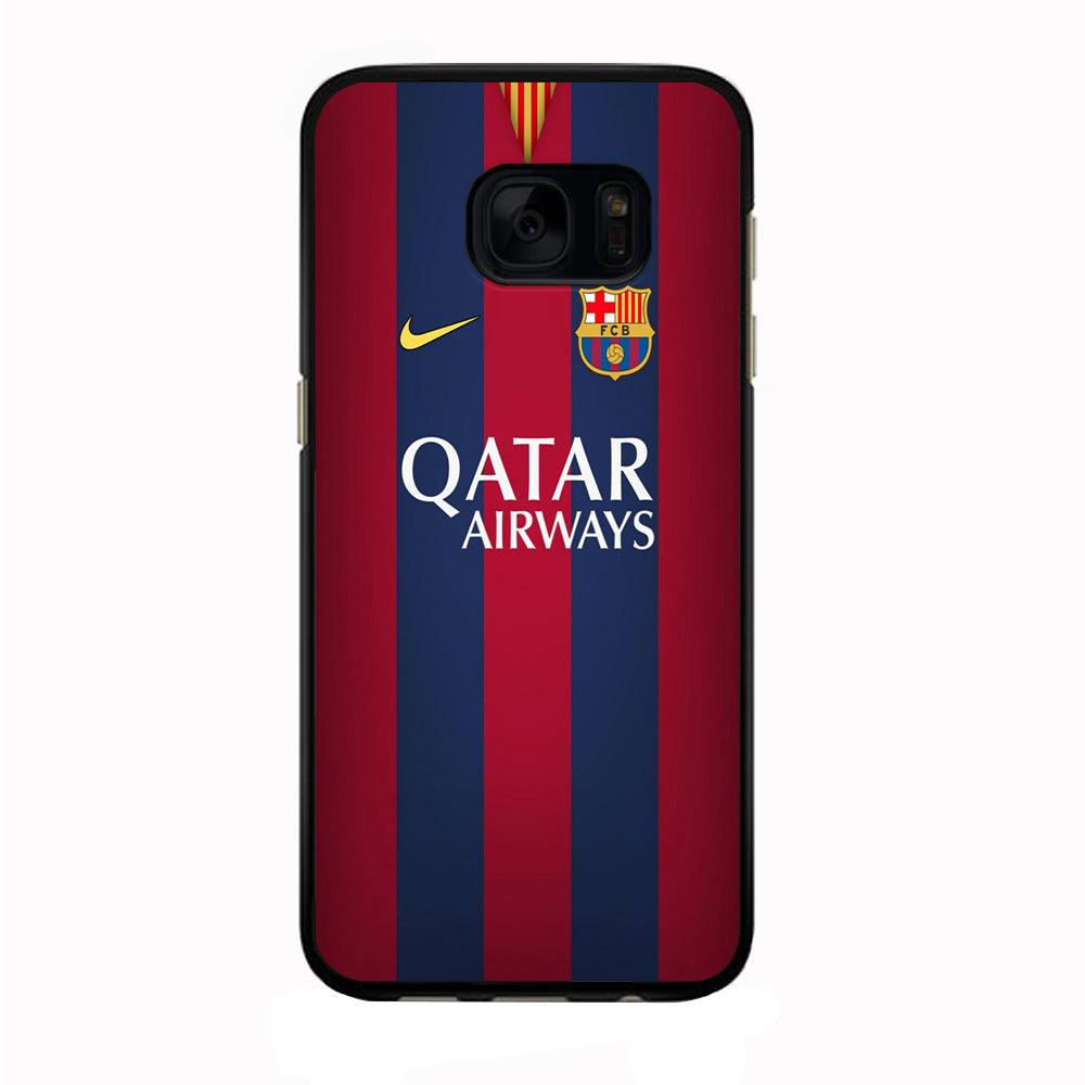 FB Barcelona Jersey Samsung Galaxy S7 Edge Case-Rubber / Black (2D Case)-Xtracase