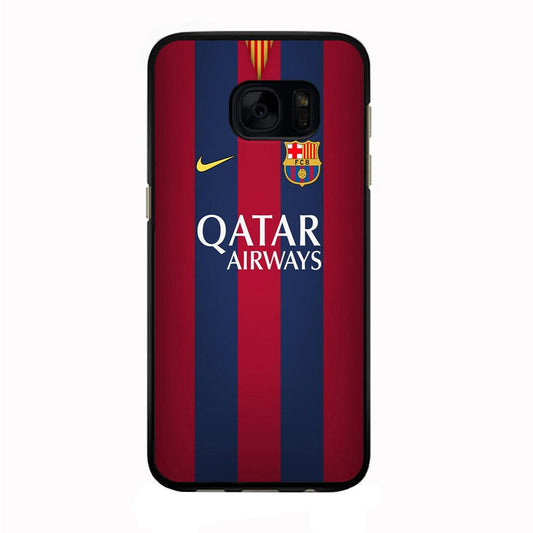 FB Barcelona Jersey Samsung Galaxy S7 Edge Case-Rubber / Black (2D Case)-Xtracase