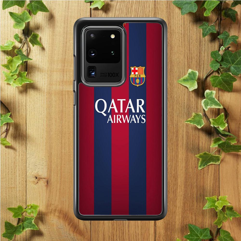 FB Barcelona Jersey Samsung Galaxy S20 Ultra Case-Rubber / Black (2D Case)-Xtracase
