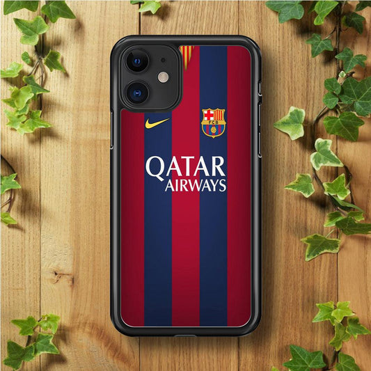 FB Barcelona Jersey iPhone 11 Case-Rubber / Black (2D Case)-Xtracase