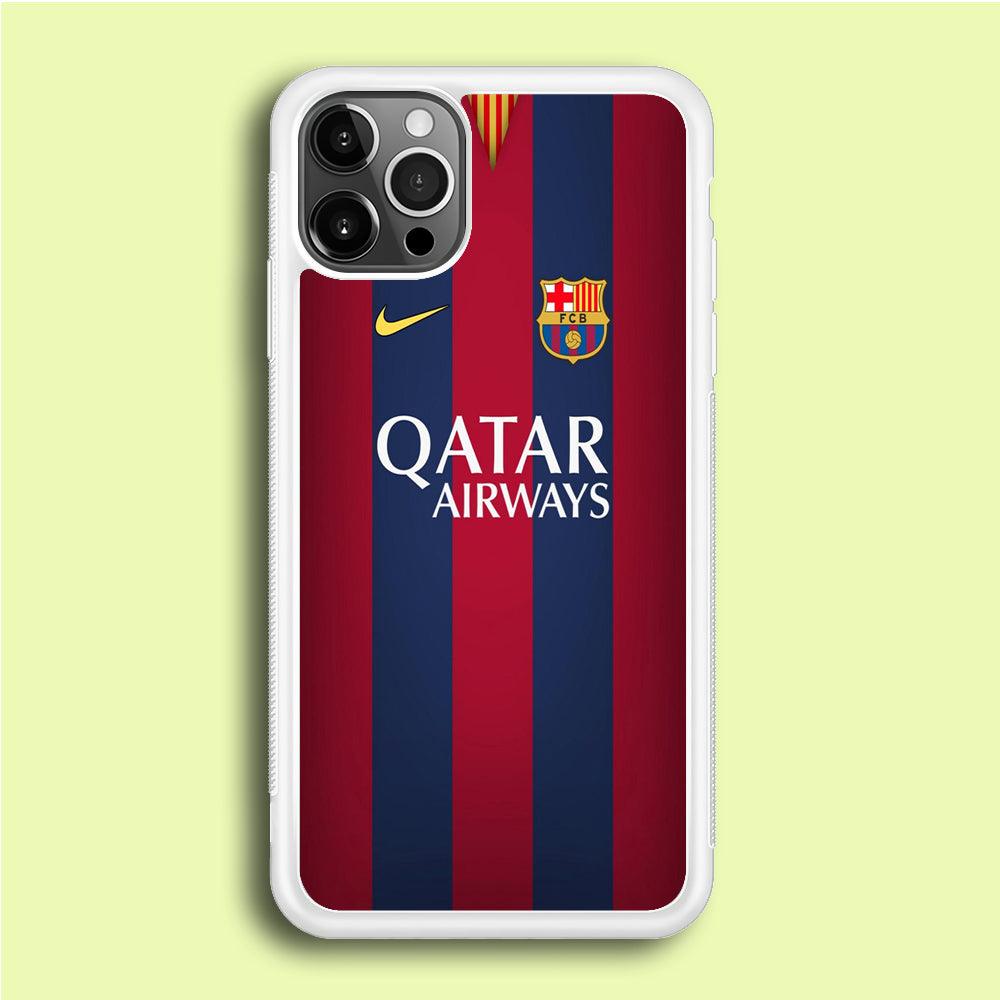 FB Barcelona Jersey iPhone 12 Pro Case-Rubber / White (2D Case)-Xtracase