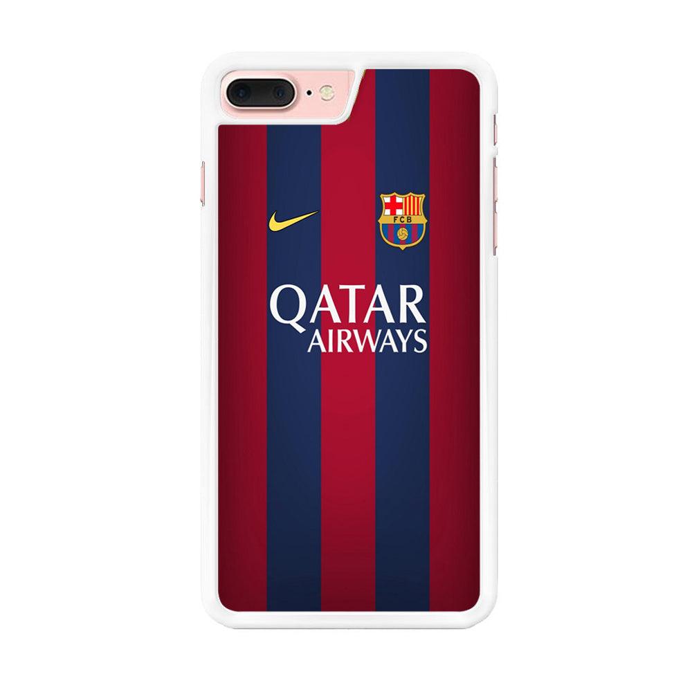 FB Barcelona Jersey iPhone 7 Plus Case-Rubber / White (2D Case)-Xtracase