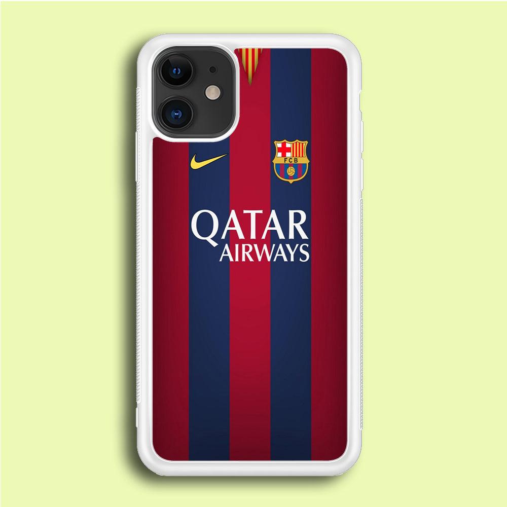 FB Barcelona Jersey iPhone 12 Mini Case-Rubber / White (2D Case)-Xtracase