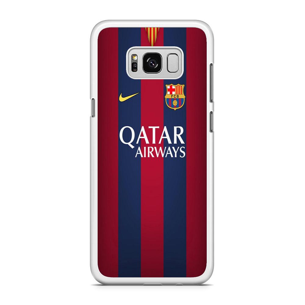 FB Barcelona Jersey Samsung Galaxy S8 Case-Rubber / White (2D Case)-Xtracase