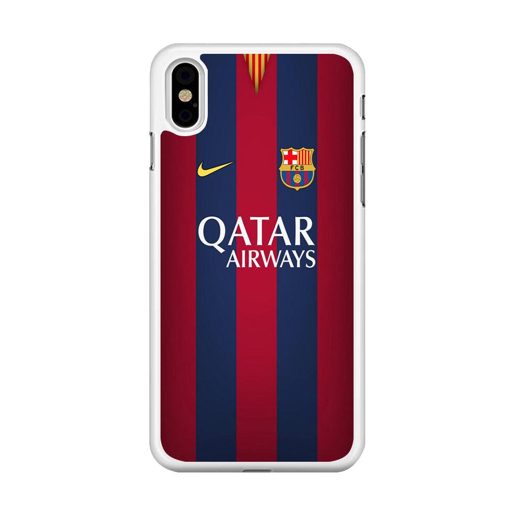 FB Barcelona Jersey iPhone X Case-Rubber / White (2D Case)-Xtracase