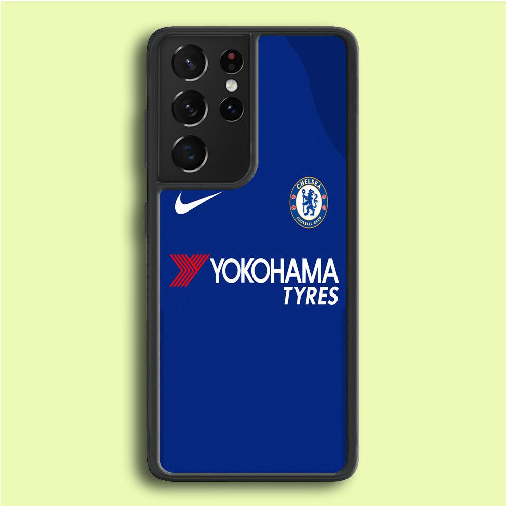 FB Chelsea Jersey Samsung Galaxy S21 Ultra Case-Rubber / White (2D Case)-Xtracase
