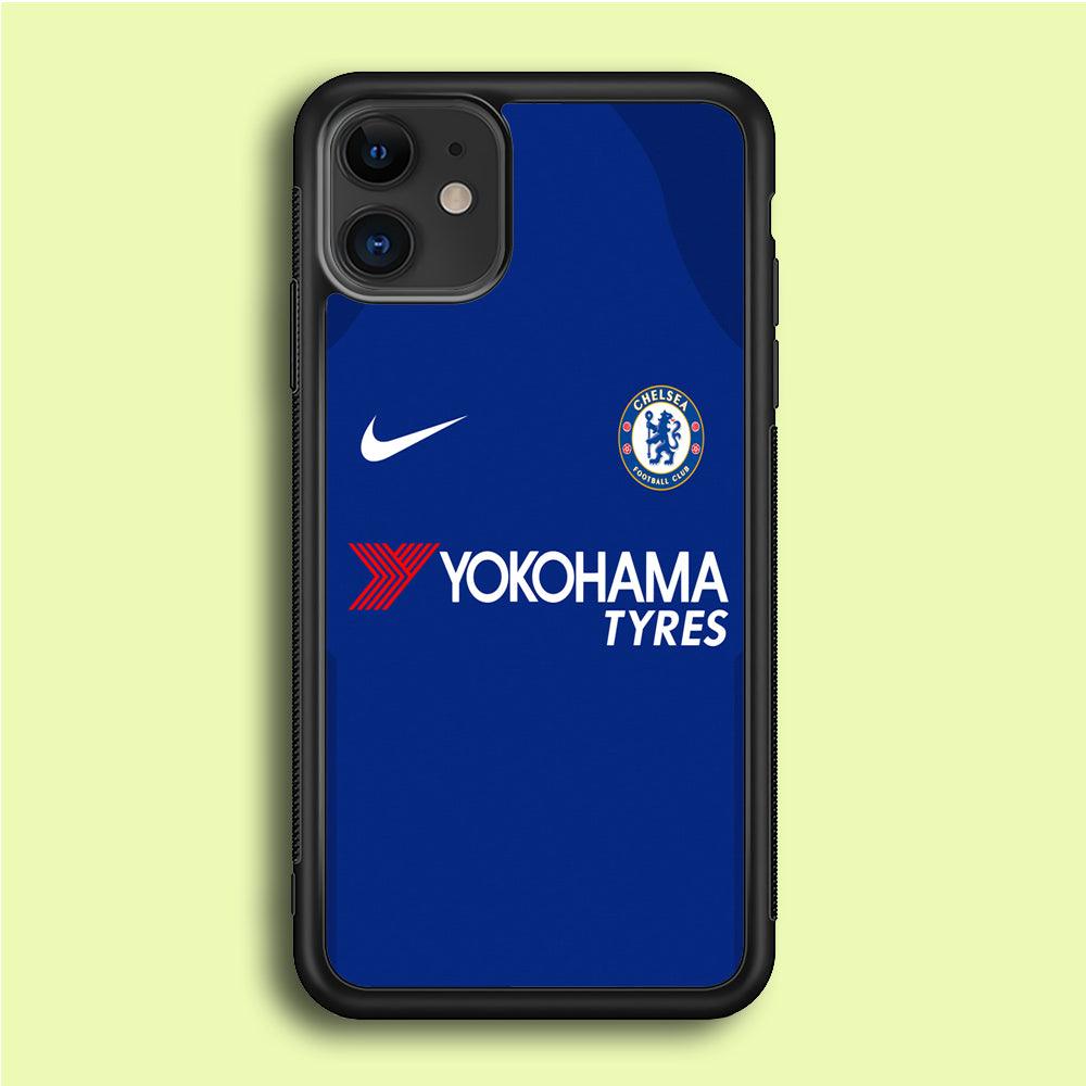 FB Chelsea Jersey iPhone 12 Case-Rubber / Black (2D Case)-Xtracase