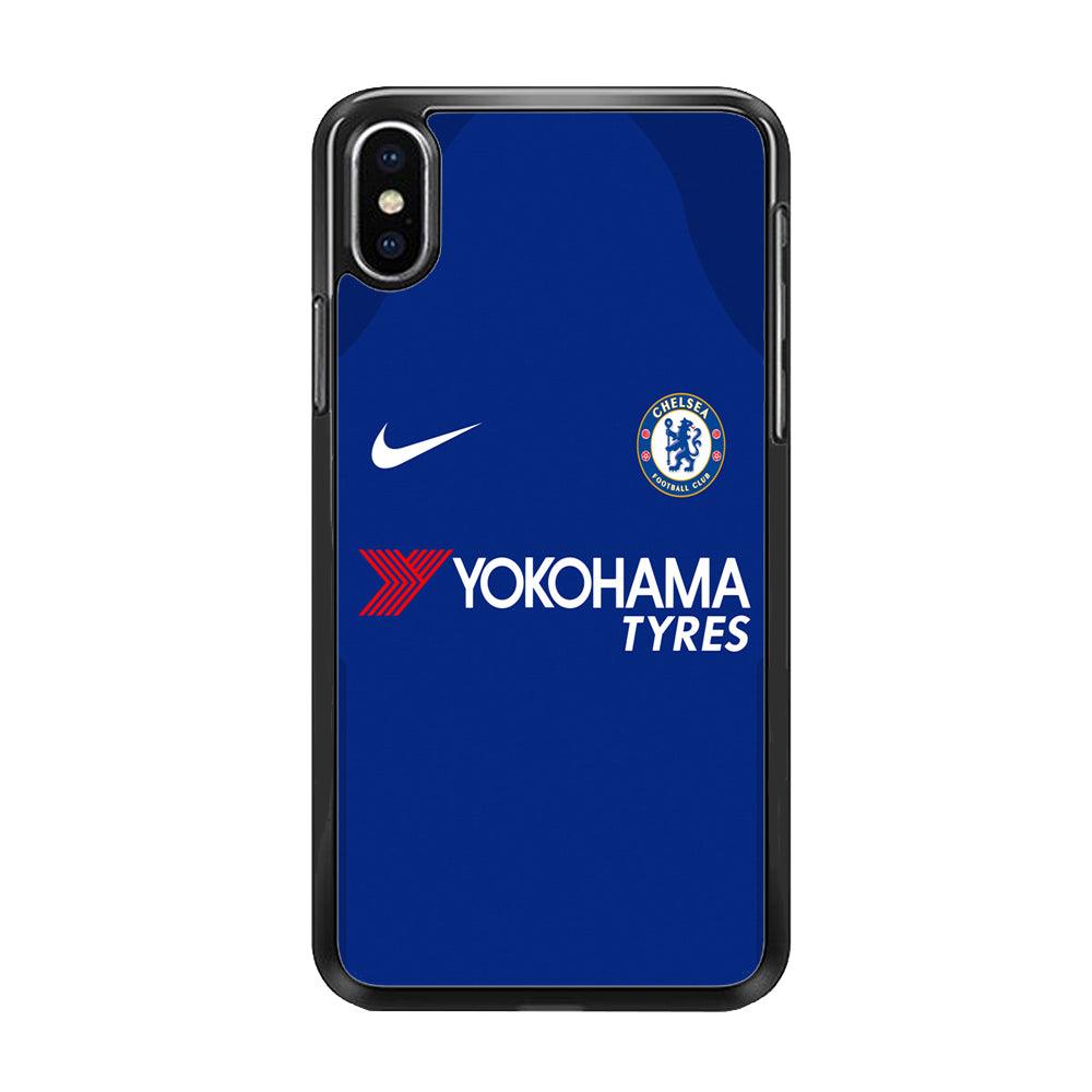 FB Chelsea Jersey iPhone Xs Max Case-Rubber / Black (2D Case)-Xtracase