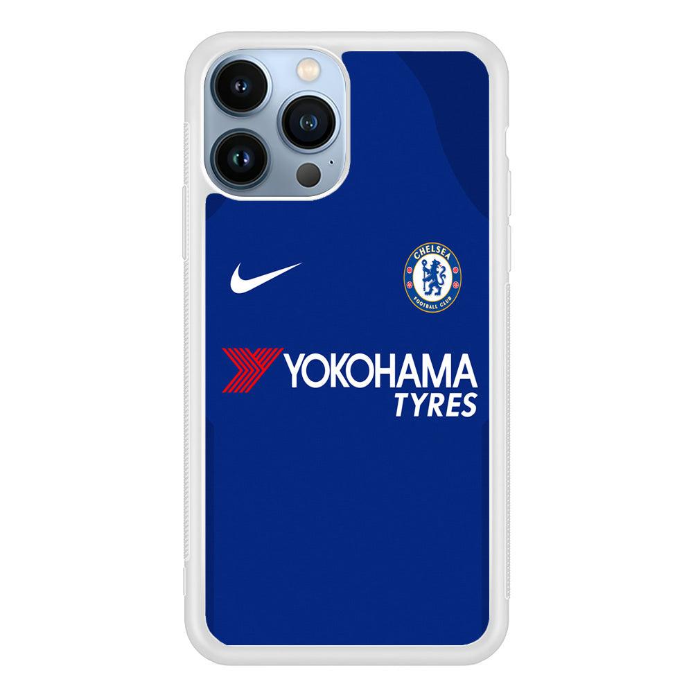 FB Chelsea Jersey iPhone 13 Pro Max Case-Rubber / White (2D Case)-Xtracase