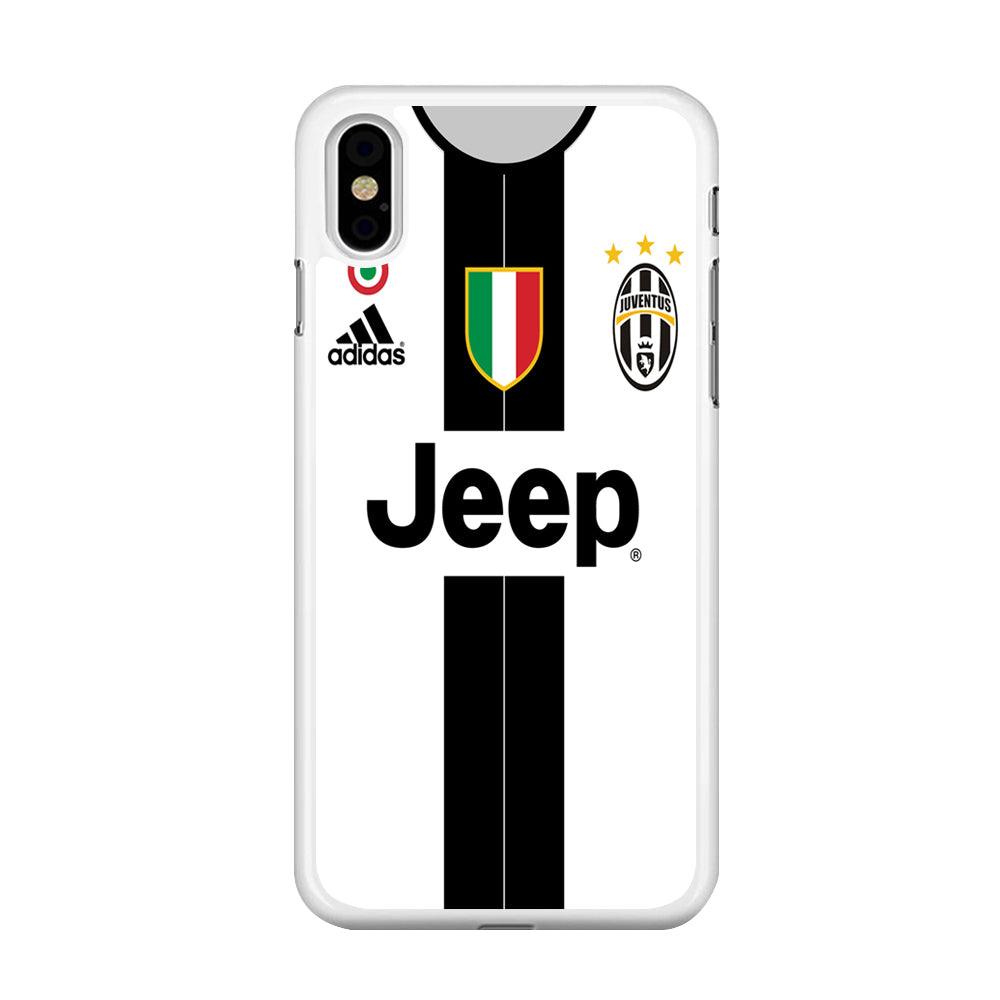 FB Juventus Jersey iPhone Xs Case-Rubber / White (2D Case)-Xtracase