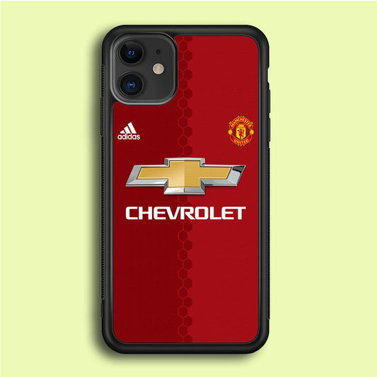 FB Manchester United Jersey iPhone 12 Case-Rubber / Black (2D Case)-Xtracase