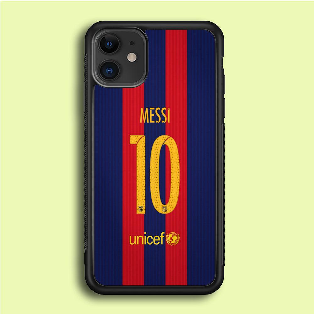 FB Messi Jersey iPhone 12 Case-Rubber / Black (2D Case)-Xtracase