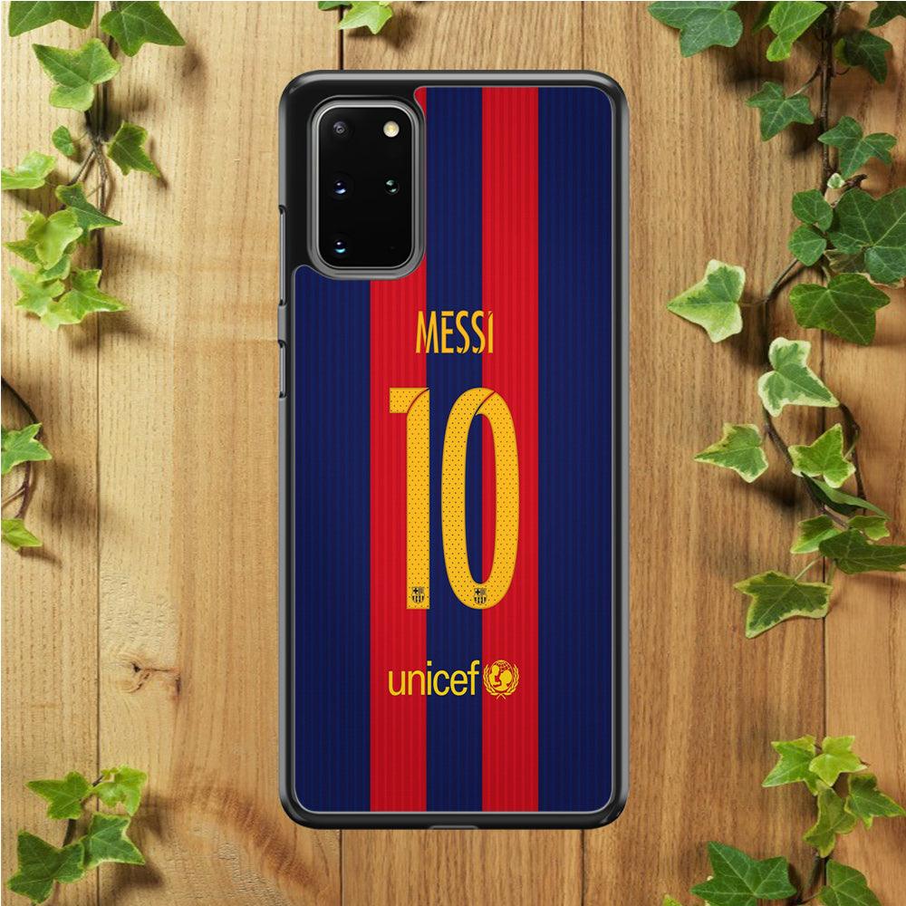 FB Messi Jersey Samsung Galaxy S20 Plus Case-Rubber / White (2D Case)-Xtracase